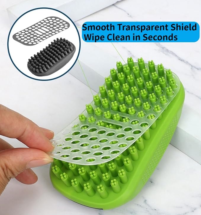 3-Piece Pet Grooming Set: Soft Silicone Shower Wash Curry Bath Brush *1 & Stainless Steel Comb *1 for Dogs/Cats with Short/Long Matted Hair,Deshedding & Knot Removal,Dry & Wet Use Massage Glove*1