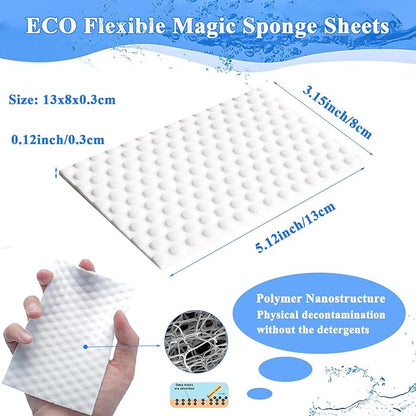 Magic Sponge Eraser Sheets, 52Pcs All-Purpose White Melamine Sponge Convex Point Disposable Magic Cleaning Wipes for Furniture Kitchenware, Hard-to-Reach Places, Shoe