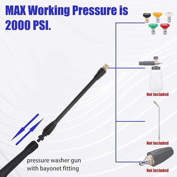 FIXFANS Pressure Washer Wand Replacement, 16 Inch Power Washer Wand with 1/4” Quick Connect, 5 Spray Nozzles, 1 Tips Holder, Compatible with Some Ryobi, Portland, Husky Pressure Washers Black