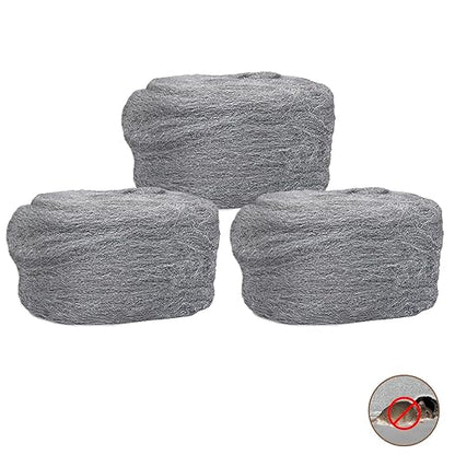 Steel Wool Mice Control - 3 Pcs 2.36"×9.84Ft Steel Wool for Wall Hole/Gap Filler - Best Thing to Get Rid of Mice - Keep Animals Away from Cracks,Siding,Pipeline,Vents in Garden/House/Garage/Kitchen