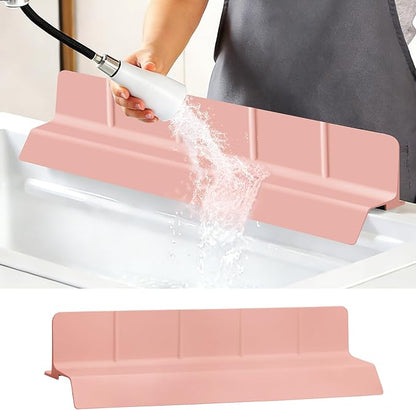 23Inch Sink Splash Guard – Extended Length & Tall Silicone Kitchen Sink Splash Guard with Overhang Drainage Design & Strong Suction Cups for Countertop (Lotus Pink, 23''x3.5'')