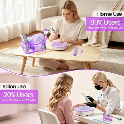 Nail Drill with Dust Collector Kit: 20000RPM Professional Electric Nail File for Acrylic Gel Removal, Manicure Pedicure Polishing, Complete Nail Tool Set in Cosmetic Bag for Home Beginners (Purple)