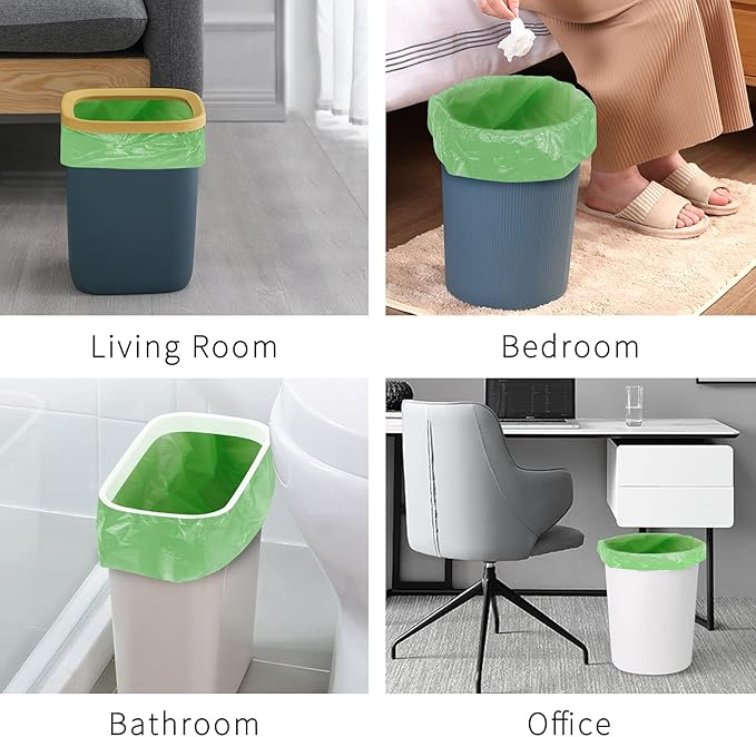 Toplive Trash Bag Garbage Bag Trash Bags Wastebasket Bin Liners for Home Bathroom Bedroom Kitchen Office Trash Can (Green, 8 Gallon)