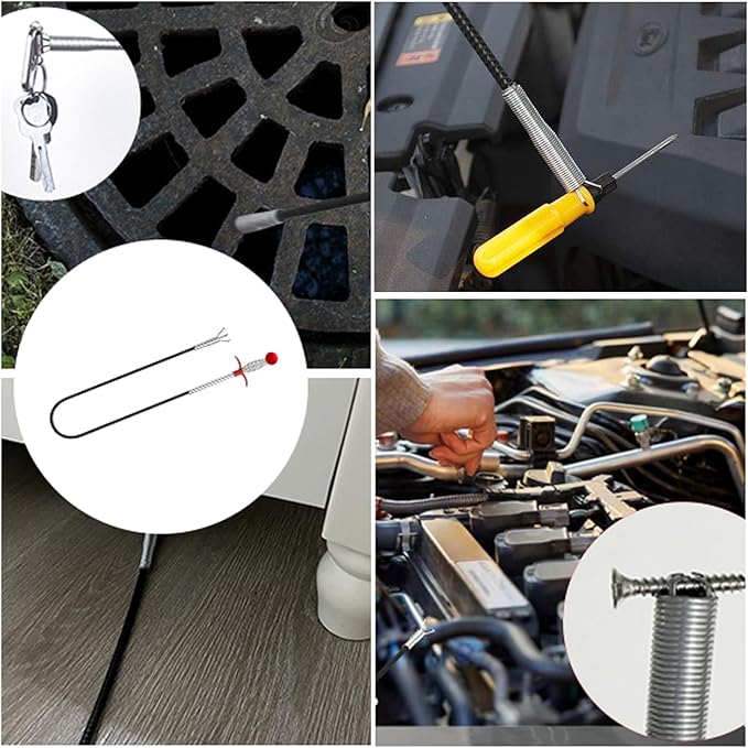 Upgraded Drain Snake 76" with Hook, Plumbing Snake Auger Tool, Sink Snake Drain Clog Remover for Bathroom Kitchen