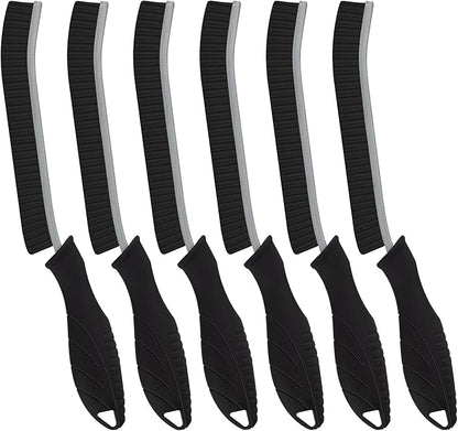FOOGWEE Hard Bristle Crevice Cleaning Brush - Home Cleaning Tools, Multi-Purpose Crevice Supplies for Kitchen, Bathroom, Toilet, Window, Vehicle, Faucets, Grout, Home (6, Black)