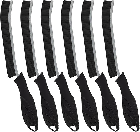FOOGWEE Hard Bristle Crevice Cleaning Brush - Home Cleaning Tools, Multi-Purpose Crevice Supplies for Kitchen, Bathroom, Toilet, Window, Vehicle, Faucets, Grout, Home (6, Black)