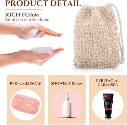 Rtteri 360 Pcs Soap Exfoliating Bag, Natural Sisal Soap Pouch Saver Body Shower Bar Mesh Body Net with Drawstring for Foaming and Drying