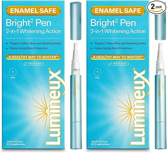Lumineux 2-in-1 Whitening Pen (2 Pack) Enamel Safe and Clinically Proven to Whiten Without The Sensitivity - Removes Coffee, Tea, and Smoking Stains