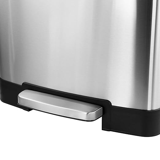 Elama Kitchen, Home and Office Versatile Step Trash/Recycling Bin with Slow Close Mechanism (Split 6.6 Gallon + 3.9 Gallon Silver)