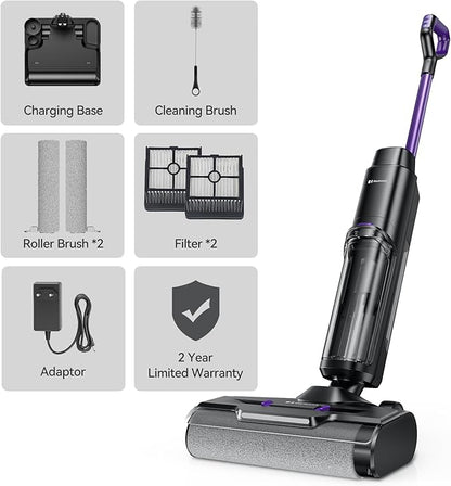 Wet Dry Vacuum Cleaner 16,000Pa,50Mins Runtime Cleaning Area 3,013 ft²,Cordless Vacuum Cleaner, Cordless Vacuum and Mop All in One,for Hard Floors Sticky Messes and Pet Hair,W15 Set