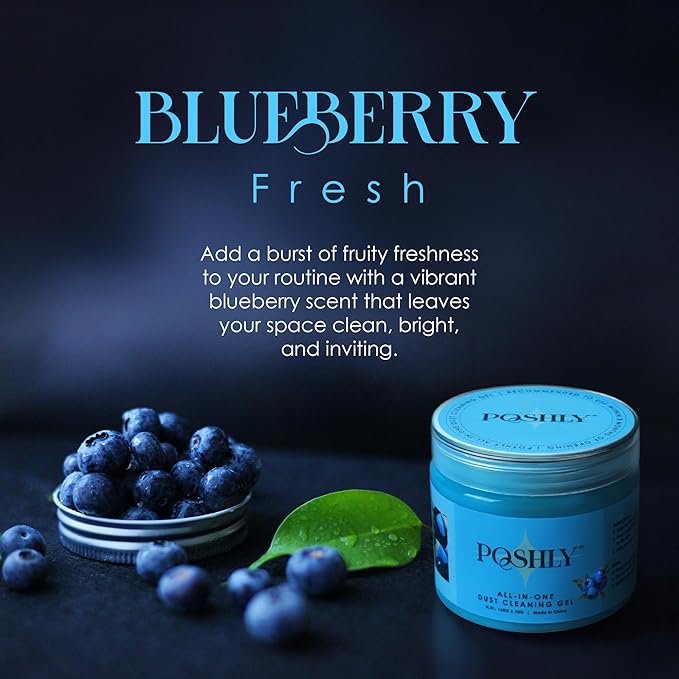 Car Cleaning Gel Putty for Car Interior Detailing | Reusable Dust Cleaning Slime for Air Vents, Dashboard, Cup Holders, Keyboard & AC Vent Cleaner | Non-Sticky No Residue Gel (Blueberry Scent)