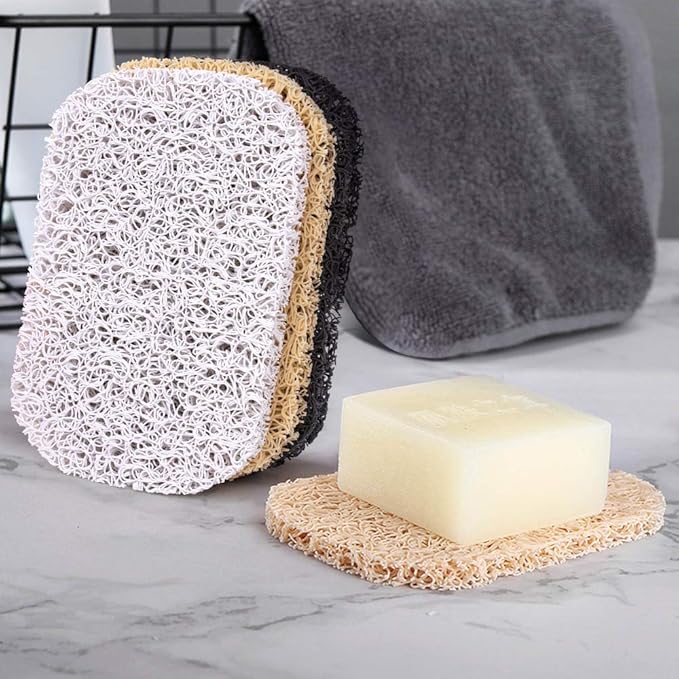 E-KNOW Soap Saver Pouch, Soap Bag Body Scrubber for Bar Soap or Soap Lift, Body Exfoliator Sponge for Bath or Shower, 4 Pack Soap Bag + 3 Piece Soap Lift Soap Saver Pads.