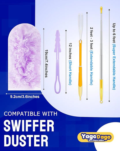 22 Count Unscented Duster Refills with 2 Foldable Handles, 360 Duster Refill Compatible with Swiffer Dusters for Cleaning Tight Spaces, Compatible with Swiffer 360 Refills for Pet Hair