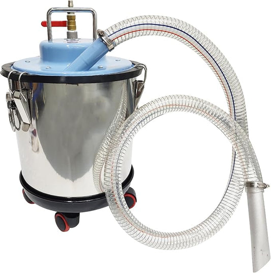 INTBUYING Industrial Pneumatic Vacuum Extractor Wet and Dry for Metal Chips and Oil with Dust Collection Bag 5 Gallon for Workshop Powered by Compressed Air 3700W 5HP 3000CP