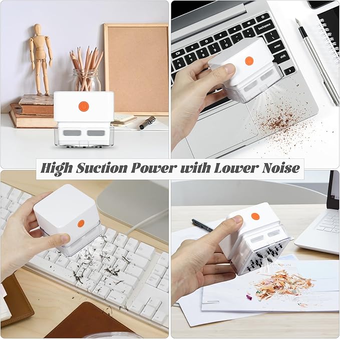 GOODELI Tabletop Vacuum，Desktop Vacuum Cleaner，Desk Vacuum Cleaner Mini，Type C Charging，Simple Cleaning，Low Noise，Sketching Art，Dander Cleaning