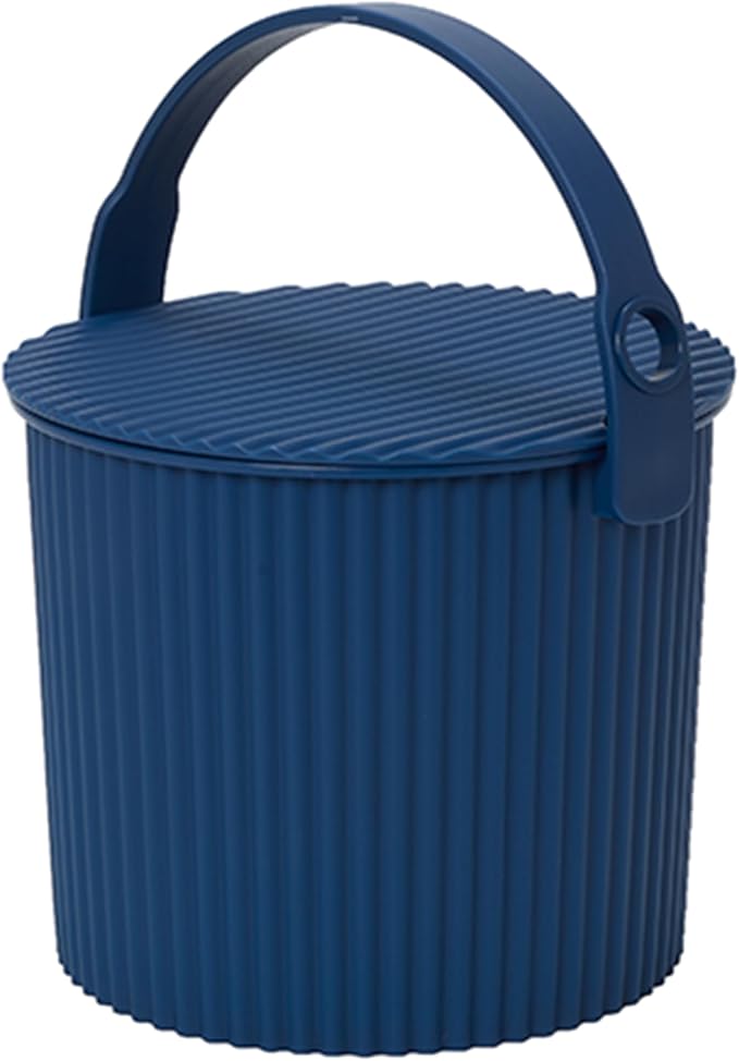 Hachiman Mini Bucket - 1.1 Gallon Heavy Duty Bucket with Lid and Handle - Hands-Free Filling - Easy to Stack and Store - Indoor Outdoor Use - 6.9" x 8.3" - Navy