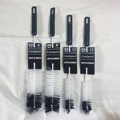 Bottle Brushes Thin Long Handle X 4, Utility Skinny Wire Cleaner Set Big Small, Bendable Flexible for Cleaning Narrow Neck Water, Beer, Wine, Baby Bottles, Pipes, Tubes, Hoses, and Flasks