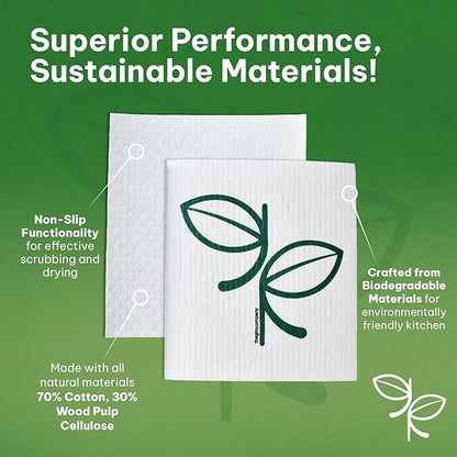 The Giro Company - Swedish Dishcloths, Kitchen Washcloths for Dishes, Countertops, Windows, and More, Highly-Absorbent, Reusable, and Machine Washable, 21 cm by 18 cm, Set of 6