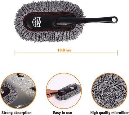 Auto Duster Extendable Handle, Car Duster Set, Scratch Remover Large and Small Brushes Remove Dust Exterior Interior of RVs and Trucks, Microfiber Auto Interior Brush, 2-Packs - Gifts for Men Women
