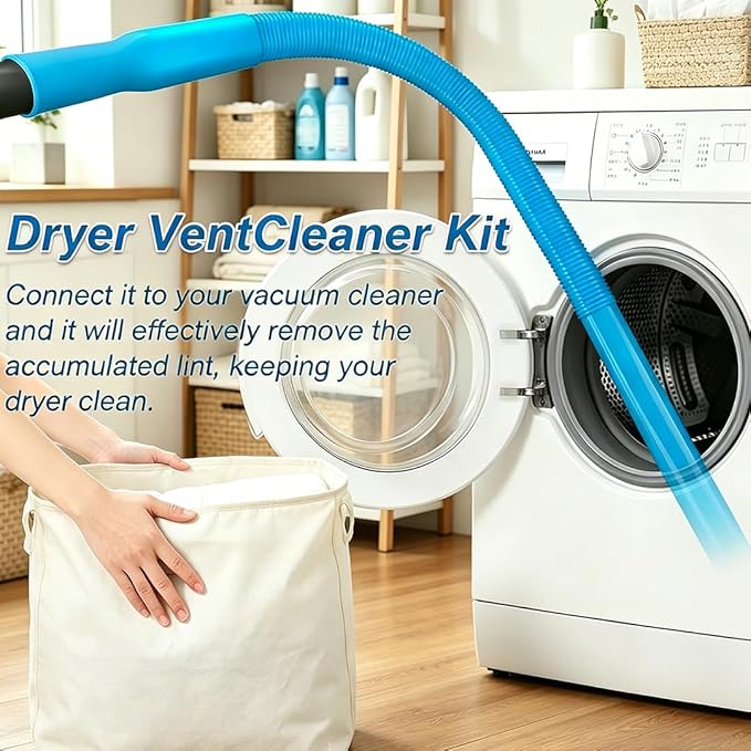 Dryer Vent Cleaner Kit Dryer Lint Vac Vacuum Hose Attachment Cleaning Hose Lint Trap Cleaning Tool and Brush 2 pieces