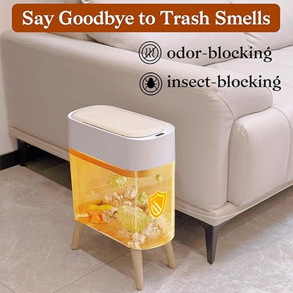 LALASTAR Small Bathroom Trash Can Automatic Touchless, Bathroom Garbage Can with a Lid, Motion Sensor trashcan for Bedroom, Kitchen, Office, 2.5 Gallon, White