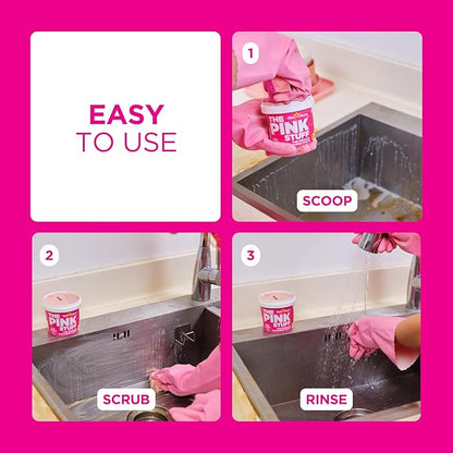 Stardrops The Pink Stuff Cleaning Paste 500g, Multi Purpose Cleaner for Kitchen, Bathroom, Tiles, Glass, Shower, Oven, Sink, Stainless Steel, Removes Grease, Grime & Stains (Pack of 2)