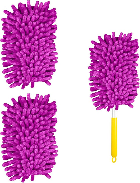 2pcs Duster Refills, Microfiber Dusters Heavy Duty Refills 360 Ceiling Fan Duster Replacements Reusable Hand Dusters for Cleaning (Purple)