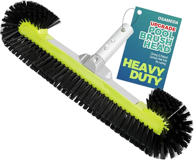 Pool Brush Head for Cleaning Walls with Hemispherical Bristles, Heavy Duty Inground/Above Ground Swimming Pool, Scrub Brush for Tile Flooring Vinyl Pools Fiberglass Fits Φ1.25” Poles (Charcoal)