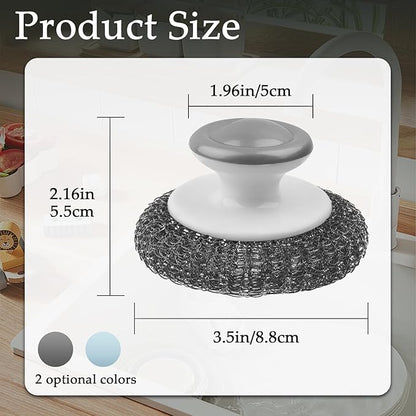2 Pack Stainless Steel Wool Scrubber, Scrubbing Scouring Pad, Steel Wool Scrubber for Kitchens, Bathroom and Kitchen Pots, Pans, Sink(Grey)