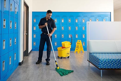 Rubbermaid Commercial Products WaveBrake 26 Qt. Side-Press Mop Bucket and Wringer Combo on Wheels, Yellow, for Professional/Industrial/Business Heavy-Duty Floor Cleaning/Mopping