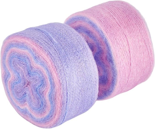 2 Roll Mohair Wool Yarn Soft for Crocheting Knitting Hand Washable Long Wool Yarn DIY Scarf Crochet Thread for Clothes Hats Sweater Scarf Craft Projects (Plum)
