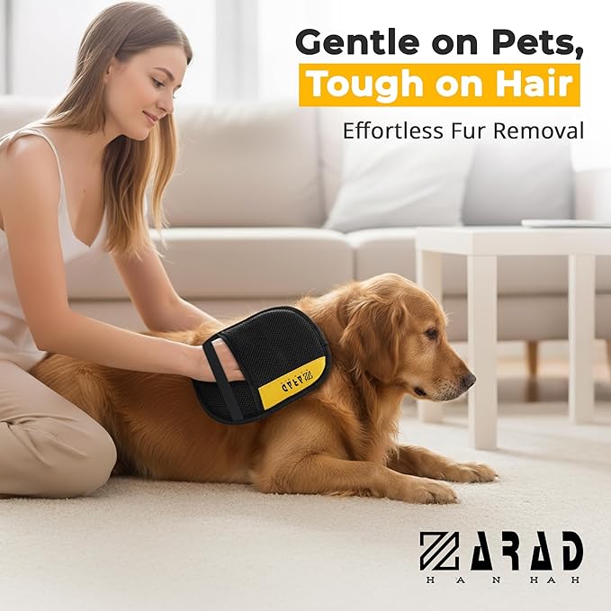 ZARAD Pet Hair Removal Glove for Dogs & Cats – Electrostatic Reusable Dog & Cat Hair Remover Glove | 2-in-1 Pet Grooming Glove & Fur Remover for Furniture (1)