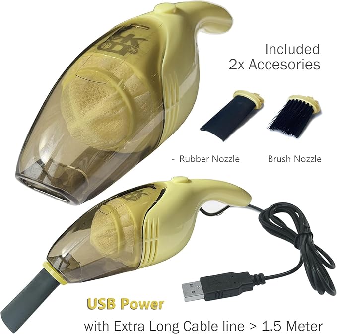 Lightweight Mini Vacuum with Strong Suction - Perfect for Keyboard, Desktop Dust Removal (Yellow)