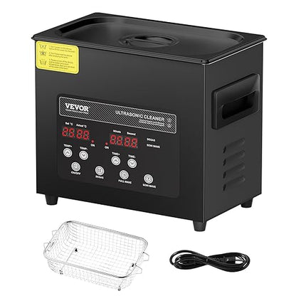 VEVOR 3L Ultra Sonic Cleaner, 120W Digital Ultrasonic Cleaning Machine with Gentle Mode & Upgraded Degassing, 40kHz Ultrasound Cleaner Machine with Heater & Timer for Jewelry, Glasses, Tools Retainer