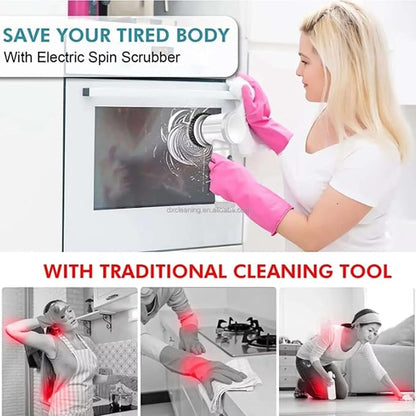 VIMALIFE Electric Spin Scrubber, Cordless Bathroom Scrubber IPX6 Waterproof with 5 Replaceable Heads, Power Scrub Brush for Shower, Tiles, Kitchen Scrub Brush for Cleaning