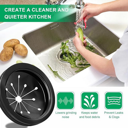 Garbage Disposal Splash Guard with Cover – 3-1/8 Inch Rubber Drain Stopper for Kitchen Sink, Fits Whirlaway/Waste King/GE, Prevents Water Splash & Clogs, Heavy-Duty Anti-Splash Guard (3-1/8 Inch)