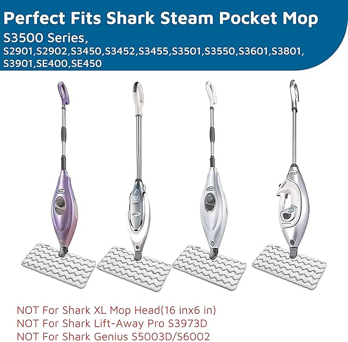 F Flammi 8-Pack Replacement Pads for Shark Steam Pocket Mop S3501 S3601 S3550 S3901 SE450 S3801, Dual-Action Microfiber & Scrubbing Refills for Hardwood Tile Floor Deep Cleaning, Washable & Reusable