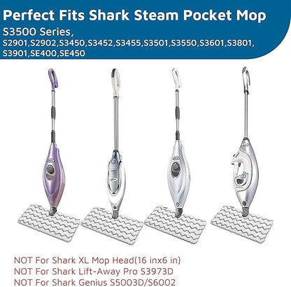 F Flammi 8-Pack Replacement Pads for Shark Steam Pocket Mop S3501 S3601 S3550 S3901 SE450 S3801, Dual-Action Microfiber & Scrubbing Refills for Hardwood Tile Floor Deep Cleaning, Washable & Reusable