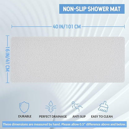 Hargiis Non-Slip Bathtub Mat, Anti Slip Shower Mat, Fast Drying Bathtub Mats, Foot Scrubber Mat, Anti Slip Mat for Tub, Floor, Bathroom, Kitchen, Home, Hotel (White 40"×16")