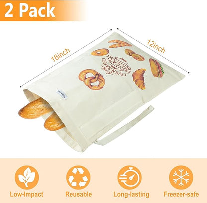 Reusable Beeswax Bread Bags for Homemade Bread Sourdough, 2 Packs of Beeswax Lined Large Space Bags for Sourdough, Keep Homemade Bread Fresh and Flavorful
