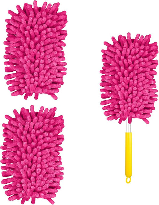 2pcs Duster Refills, Microfiber Dusters Heavy Duty Refills 360 Ceiling Fan Duster Replacements Reusable Hand Dusters for Cleaning (Rose Red)