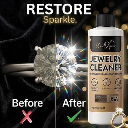 Ultrasonic Jewelry Cleaner Solution (8oz) Concentrated Jewelry Cleaner for Diamonds, Gold, Silver & More | Compatible with Ultrasonic Machine (s) - Made in USA
