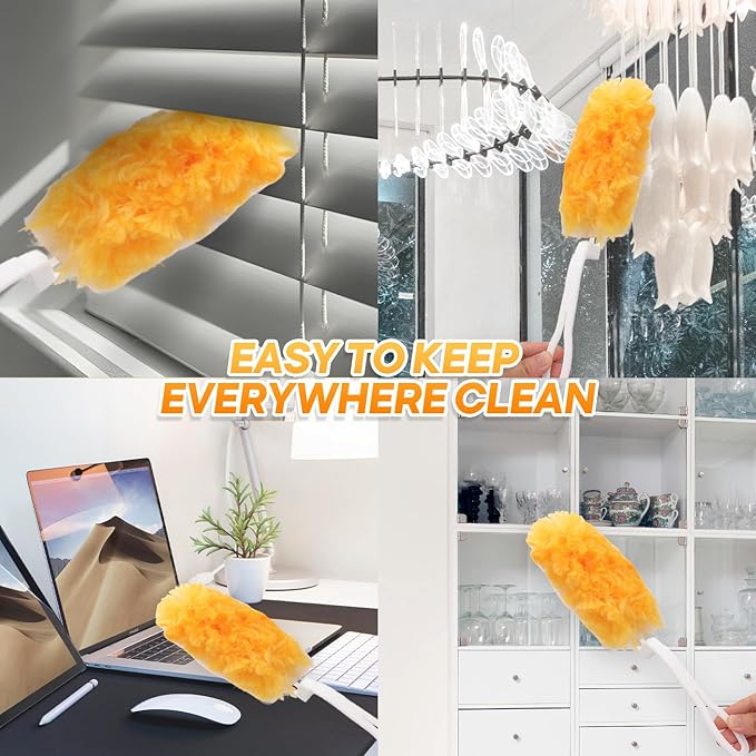 40Pack Duster Refills with Handle - Heavy Duty Multi Surface 360 Microfiber Refills: Unscented Disposable Dusters Kit for Cleaning Dusting Furniture Blind Ceiling Fan(40 Pcs+ 1 Handle)
