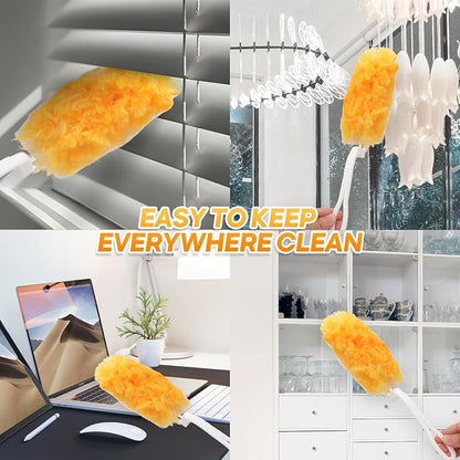 40Pack Duster Refills with Handle - Heavy Duty Multi Surface 360 Microfiber Refills: Unscented Disposable Dusters Kit for Cleaning Dusting Furniture Blind Ceiling Fan(40 Pcs+ 1 Handle)