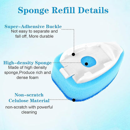 6 Pcs Dishwasher Sponge Dishwand Refills Scrubber Sponges Non Scratch Head Replacement for Dish Wand Heavy Duty Scrub Dots Dispenser Scrubber Pads for Kitchen Cleaning Blue