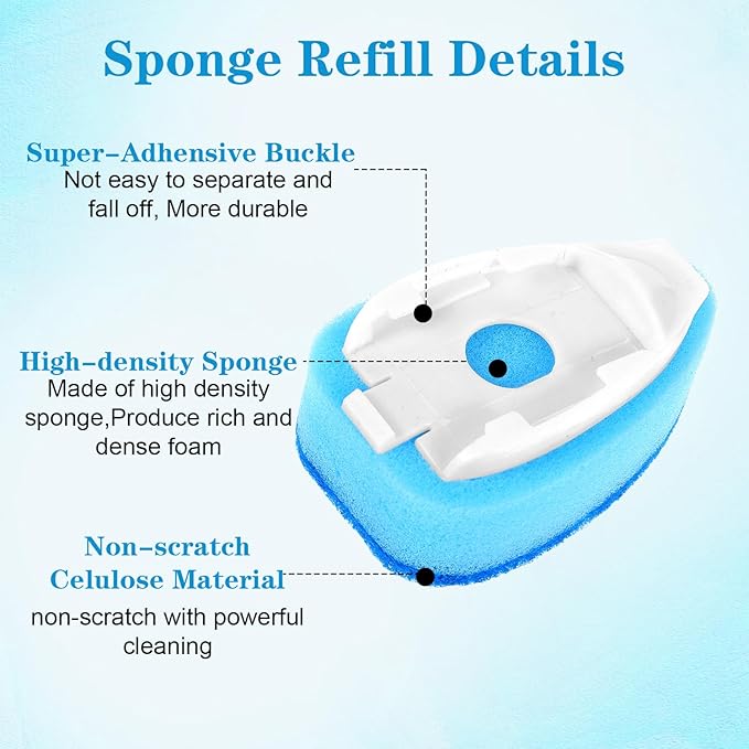 12 Pcs Dishwasher Sponge Dishwand Refills Scrubber Sponges Non Scratch Head Replacement for Dish Wand Heavy Duty Scrub Dots Dispenser Scrubber Pads for Kitchen Cleaning Blue