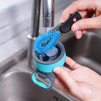 MOSOLAN 3-in-1 Stainless Steel Bottle Brush and Straw Cleaning Set, Long Handle Scrub Brush with Replaceable Head for Water Bottles, Glasswares, Mugs, Flasks, Tumblers, Vases, Round Head