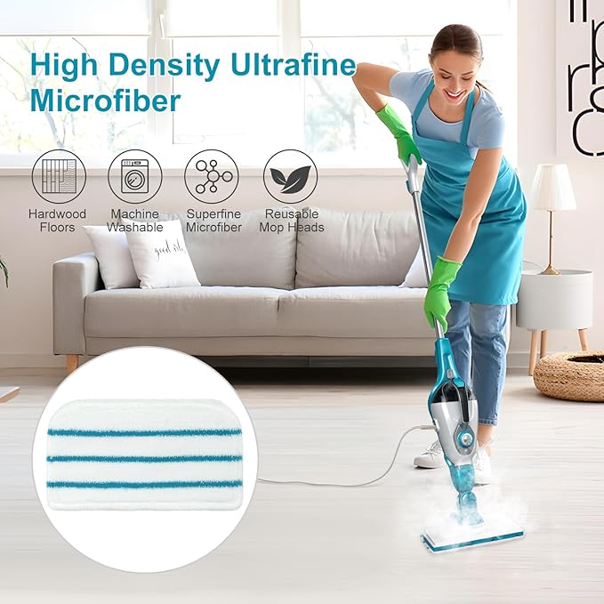 8 Pack Steam Mop Pads Replacement Compatible with Black+Decker Steam Mop SM1600, SM1610, SM1620, HSM13E1, HSMC1300FX, HSMC1321, HSMC1361SG SMP20 Black and Decker Steam Mop Pads for Floor Cleaning