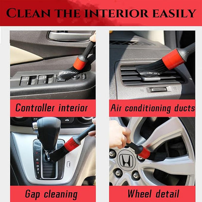10pcs Auto Car Detailing Brush Set,Car Interior Cleaning Kit,Including 5pcs Car Detailing Brushes, 3pcs Wire Brush and 2pcs Different Soft Bristle dusting Brush for car Interior.