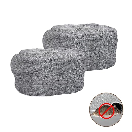 Steel Wool Mice Control - 2 Pcs 2.36"×9.84Ft Steel Wool for Wall Hole/Gap Filler - Best Thing to Get Rid of Mice - Keep Animals Away from Cracks,Siding,Pipeline,Vents in Garden/House/Garage/Kitchen
